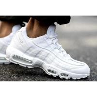ราคา Nike Air Max 95 Ess Triple white Sneakers Mens US 9-12 Casual Shoes New Rare✅ (40301240854)