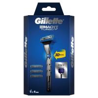 ราคา #มีดโกน Gillette Mach3 Turbo ด้ามมีดโกน 1ด้าม และใบมีดโกน 4ชิ้น #ยิลเลตต์ มัคทรี เทอร์โบ แพ็คเกจใหม่ ของแท้ 100% (18491114613)