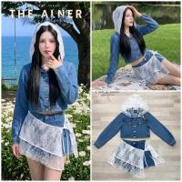 ราคา (L)งานเซต เสื้อยีนส์มีฮูด+กางเกงขาสั้น size L ป้าย pairy tale (57156664275)
