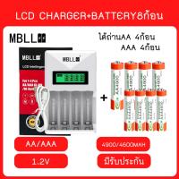 ราคา LCD เครื่องชาร์จ Super Quick Charger + MBLLถ่านชาร์จ AA/AAA 4900/4600 mAh NIMH（4ก้อน） (26015922193)