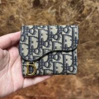 ราคา FE2501 ของแท้ กระเป๋าสตางค์ Christian Dior Trifold Wallet ปลายปี21 Navy ใช้งานทั่วไป ภายในสะอาด ล้อคแน่น (26371867916)
