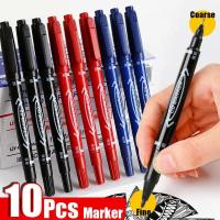 ราคา 10Pcs Twin Tip Permanent Marker Black/Blue/Red Oil Marker Pen Fine Nid Marker Ink Stationery School & Office Supplies (24376328035)