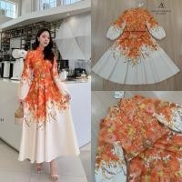 ราคา เดรสยาวพิมพ์ลายแขนจั้มยาว เดรสยาวสีชมพู งานป้าย Abigai (29325585571)