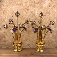 ราคา ดอกบัวไม้แกะสลัก ดอกบัว พานดอกบัว แจกันดอกบัว ดอกบัวคู่ ฐาน 3 นิ้ว ขนาด 7x7x13นิ้ว 1 คู่ (มี 5 สีให้เลือก ) (20943393051)