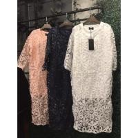 ราคา เดรสยาวคอกลม ผ้ามุ้งลูกไม้ สาวอวบ (240216049)