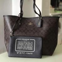 ราคา #F36658 Coach city tote ลายน้ำตาลC กลับด้านดำ (1349290409)