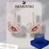 ราคา ต่างหู Swarovski ทรงหยดน้ํา ทำจากเงิน สไตล์.Red Swan (58107114857)
