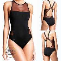 ราคา BikiniTime (M-2XL) SB203 ชุดว่ายน้ำแฟชั่น วันพีซสีดำ อกซีทรู โชว์หลังสุดเซ็กซี่ กระชับหุ่นสวย (17162634244)