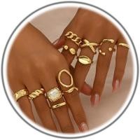 ราคา ชุดแหวนผู้หญิง เคลนจ์ ทองเหลืองโค팅 14K แบบVintage ก้านนิ้ว งานแกะสลักโปร่ง พร้อมเรียงซ้อนได้ แพ็คเกจ.SIGNET หลากหลายขนาด (40479398503)