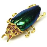 ราคา เข็มกลัดเงินแท้ 925 พลอยทับทิมแท้ ปีกด้วง Jewel Beetle ชุบทอง 18K งานศิลป์ จากจันทบุรี (55253511942)
