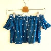 ราคา เสื้อครอป เสื้อครอปเปิดไหล่ เสื้อครอปยีนส์ (6909222401)