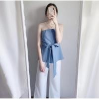 ราคา เสื้อเกาะอกผูกโบว์ หรูหราดูดี เกาะอกผูกโบว์ด้านหน้า ด้านหลัง กระชับพอดีตัว ไม่มีหน้าอกก็ใส่ได้ เสื้อแฟชั่น (8927752860)