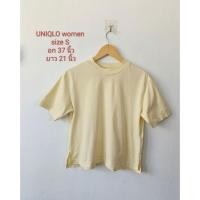ราคา 421 UNIQLO Airism t-shirt (women) size S เสื้อยืด แขนสั้น สีเหลืองอ่อน (ป้ายแบรนด์ที่คอเสื้อถูกตัด) (50505587347)
