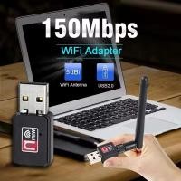 ราคา ตัวรับสัญญาณไวไฟ USB WIFI สำหรับคอมพิวเตอร์ โน้ตบุ๊ค แล็ปท็อป แบบมีเสาอากาศ รับไวไฟ เสาไวไฟความเร็วสูง 2dBi 150Mbps (43576061821)