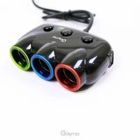 ราคา อะแดปเตอร์เพิ่มช่องจุดบุหรี่ ในรถยนต์ Gizmo รุ่น GG-007 Adapter Car Charger 3in1 เสียบได้แน่น ไม่หลุดหล่น (41151239652)