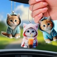 ราคา [ ที่โดดเด่น ] หมวก แมวจี้อะคริลิค-เครื่องประดับกระจกมองหลังรถยนต์-น่ารักลูกสุนัขสัตว์แขวน-กระเป๋าเป้สะพายหลังพวงกุญแจแขวนตกแต่ง-อัตโนมัติอุปกรณ์ป (28971014729)