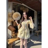 ราคา SET 2ชิ้น เสื้อแขนระบาย ผ้าเนื้อดี กระโปรงมีซับในกางเกง ทรงสวย พร้อมส่ง (28574550908)