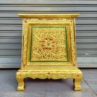 ราคา ตู้บริจาค ตู้รับบริจาคเงิน ตู้ไม้เล็กปิดทองติดกระจกสีแดง กล่องบริจาค Donation Box 41cmx26cmx46cm (22120155478)