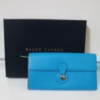 ราคา Ralph Lauren Label Soft Ricky Continental Leather Wallet: กระเป๋าสตางค์ใบยาวสีฟ้าเขียว (10952652247)
