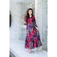 ราคา ชุดเดรสยาวสไตล์โบฮีเมียนผ้าสปันพิมพ์ลายมัดย้อมลายสวมคมชัด สินค้าพร้อมส่ง (10043926831)