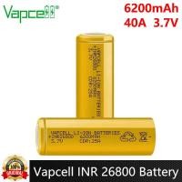ราคา ❤ Vapcell INR 26800ความจุสูง6200mah CDR 25A 40A สูงสุด3.7V แบตเตอรี่ Li Ion แบบชาร์จไฟได้กำลังส (42463541597)