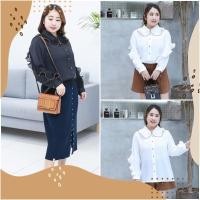 ราคา PMSWEET PLUSSIZE : PM4167 : พร้อมส่ง เสื้อผ้าไซส์ใหญ่ คนอ้วน สาวอวบ เสื้อเชิ้ตแขนยาวคอปกตุ๊กตา (5793965935)