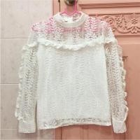 ราคา มือ2เสื้อแขนยาวลูกไม้สีขาว (259728834)