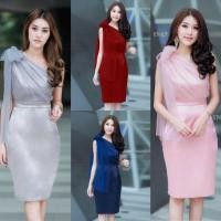 ราคา CL1749 เดรสสั้นไหล่เฉียง สีชมพู ครีม ฟ้า เทา กรม แดง โอรส ชุดเดรสออกงาน ชุดบายเนียร์ TW11884 (2793076681)