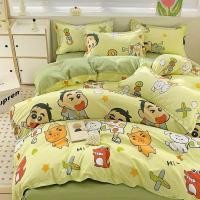 ราคา ผ้านวมลายการ์ตูน ชุดเครื่องนอน ผ้าปูที่นอน น่ารักเครยอนชินจังผ้าห่มปกแผ่นเตียงสี่ชิ้นชุดล้างผ้าห่มปกหอพักนักศึกษาคู่เดียวชุดสามชิ้น (25897854993)