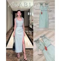 ราคา NABIBRAND :: เดรสยาวสีเขียว พร้อมโบว์ติดไหล่ 2 ชิ้น ดีเทลผ้าเงาตรงเอว เดรสผ่าด้านหน้า มีซับใน (24070409497)