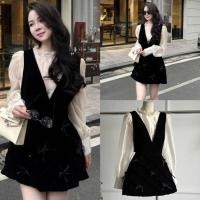 ราคา ชุดยกทรงกํามะหยี่พร้อมโบว์พร้อมแผ่นโฟมผสมเสื้อไหมแขนกุดเลดี้-เข็มกลัดโบว์ฟรี-สําหรับผู้หญิง (29020394923)