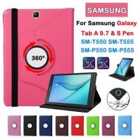 ราคา สําหรับ Samsung Galaxy Tab A 9.7 & S Pen 2015 SM-P550 SM-P555 SM-T555 SM-T550 360° เคสหนังคุณภาพสูงแบบหมุน (23171026239)