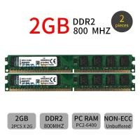 ราคา 2PCS 2GB DDR2 RAM 800MHZ PC2-6400U DIMM CL6 Desktop narrow Memory For Kingston AD22ZT (2236774911)