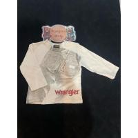 ราคา เสื้อยืดแขนยาวคอกลมของเด็กมือสอง (สีขาว) Size 90 แบรนด์ Wrangler ของแท้ ✨% สภาพ 85% (26367297853)