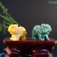 ราคา LUNASOL หินหัตถกรรมคริสตัล Handmade แกะสลักตกแต่งบ้านช้าง Amethyst Obsidian ของขวัญคริสต์มาส (54456732497)