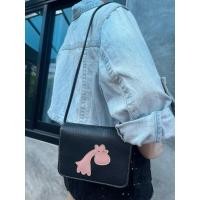 ราคา กระเป๋าสะพายข้างหนังนิ่มสีดำมือสอง (43954224911)