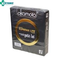 ราคา ถุงยางอนามัย โอกาโมโต ซูพรีมา ไลท์ มีสารหล่อลื่น ไม่เจือสี ขนาด 49 มม Okamoto Suprema Lite Condom Size 49 mm (43656972472)
