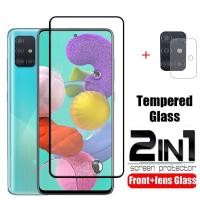 ราคา 2in1 ฟิล์มกระจกนิรภัยกันรอยหน้าจอ แบบเต็มจอ สําหรับ Samsung Galaxy A71 A51 4G A71 A 71 51 (23375794341)