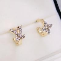 ราคา ต่างหูแบรนด์เนม ต่างหูแฟชั่น LV อะไหล่ทอง แบบห่วงติดหู ดีไซน์โลโก้แต่งเพชร (14183723667)