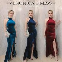 ราคา Veronica Dress ชุดราตรียาว เนื้อผ้ากำมะหยี่หนาทรงสวยมาก กระโปรงแหวกสูงด้านซ้าย ชุดเดรสยาว เดรสออกงาน ชุดเดรสงานแต่ง (26703318513)