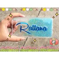 ราคา เคสเรซิ่นกากเพชร สีกากเพชรฟ้าไล่สีใส ออกแบบเองได้ ส่งฟรี (877741658)