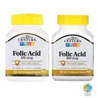ราคา < พร้อมส่ง> 21st Century, Folic Acid ขนาด 400 mcg / 800 mcg - โฟลิก บำรุงโลหิต (9566363320)