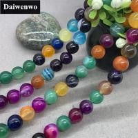 ราคา Multicolor Agate Bead หินอาเกตหลากสีลูกปัดหินกลม 4-12 มม. สีพลอยหลวมตัวเว้นวรรคลาย DIY (1684708667)