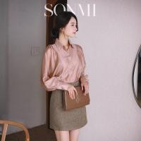 ราคา Sonmi Korean Premium Design Womens Chocolate Brown Long Sleeve SHIRT OSCAR SHIRT (25527969434)