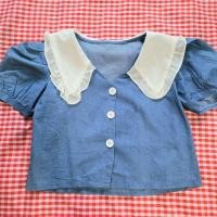 ราคา ส่งฟรี! เสื้อแขนตุ๊กตาสีน้ำเงินปกลูกไม้สีขาวหวานๆ (8053330005)