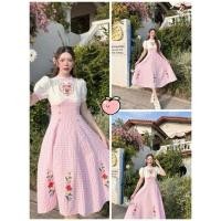 ราคา (มี 4xl) เดรสยาวงานปักลายสก๊อตน่ารักๆผ้าดีงานป้าย Chalita (25134336841)