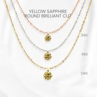 ราคา สร้อยคอบุษราคัมแท้ (Yellow Sapphire) กลมห้าเตยลักชัวรี่ เงินแท้ 925 ชุบทองคำขาว/ทอง /โรสโกลด์ จี้พลอย GEORGE Jewelry (52856345322)