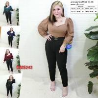 ราคา ชุดเซต 2 ชิ้น สาวอวบ เสื้อ กางเกงขายาว ผ้าวูลเวฟ ชุดเซท 2XL 3XL เสื้อผ้าคนอ้วน เสื้อผ้าสาวอวบ DMS242 (13327837370)