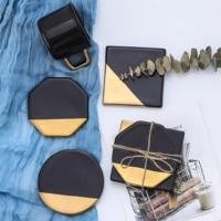 ราคา พร้อมส่ง! ที่รองแก้วน้ำ ลายหินดำ ขลิบทอง ของไหมของแต่งบ้าน (1304462897)