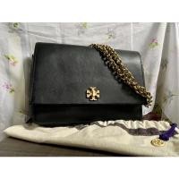 ราคา Tory Burch กระเป๋ามือ2ของแท้‼️ Tory burch Kira Black Leather Double Shoulder Strap Bag (8987813658)